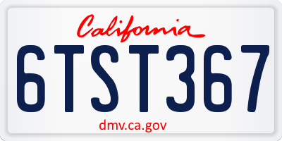 CA license plate 6TST367