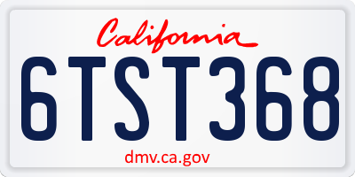 CA license plate 6TST368