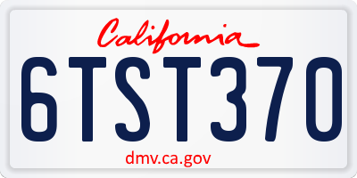 CA license plate 6TST370