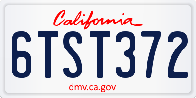 CA license plate 6TST372