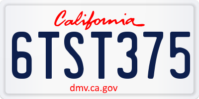 CA license plate 6TST375