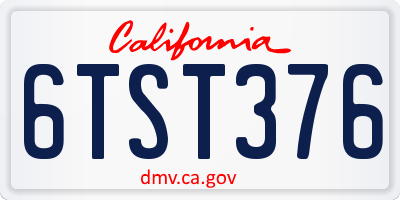 CA license plate 6TST376