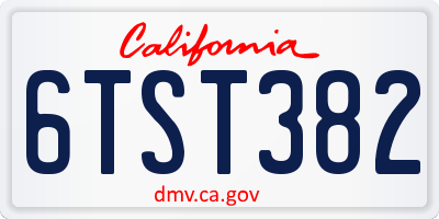 CA license plate 6TST382