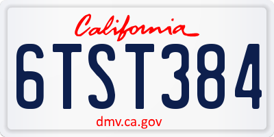CA license plate 6TST384