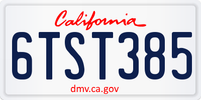 CA license plate 6TST385