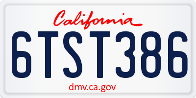 CA license plate 6TST386