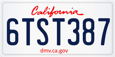 CA license plate 6TST387