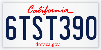 CA license plate 6TST390