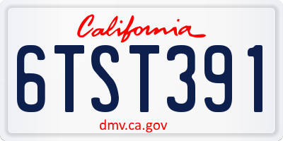 CA license plate 6TST391