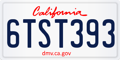 CA license plate 6TST393
