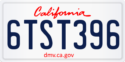 CA license plate 6TST396