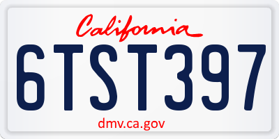 CA license plate 6TST397
