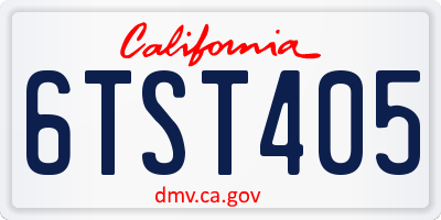 CA license plate 6TST405