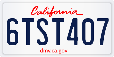 CA license plate 6TST407