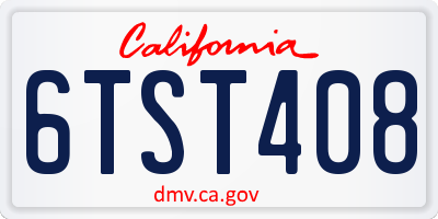 CA license plate 6TST408