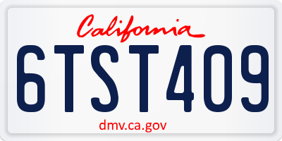CA license plate 6TST409