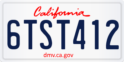 CA license plate 6TST412