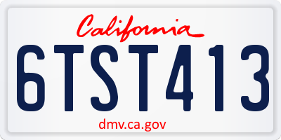 CA license plate 6TST413