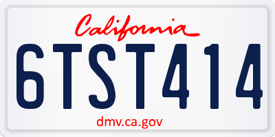 CA license plate 6TST414