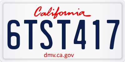 CA license plate 6TST417