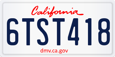 CA license plate 6TST418