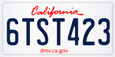 CA license plate 6TST423