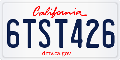 CA license plate 6TST426