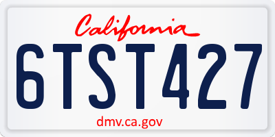 CA license plate 6TST427