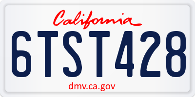 CA license plate 6TST428