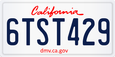 CA license plate 6TST429