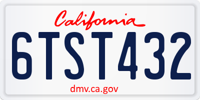 CA license plate 6TST432