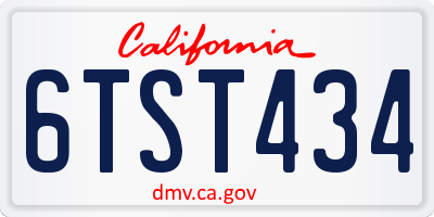 CA license plate 6TST434