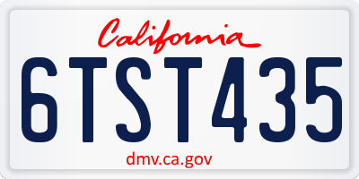 CA license plate 6TST435