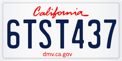 CA license plate 6TST437