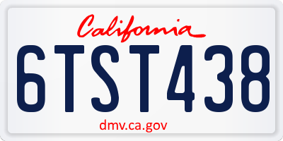 CA license plate 6TST438
