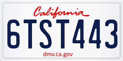 CA license plate 6TST443