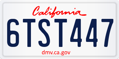CA license plate 6TST447