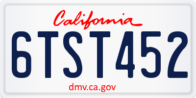CA license plate 6TST452