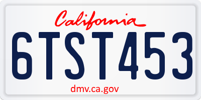 CA license plate 6TST453