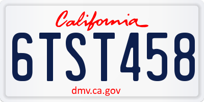 CA license plate 6TST458