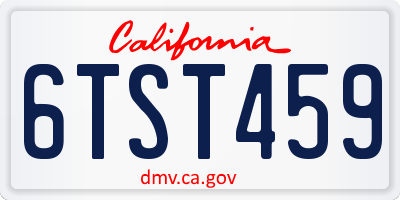 CA license plate 6TST459