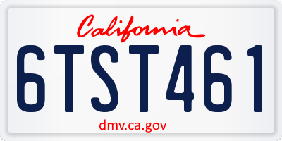 CA license plate 6TST461