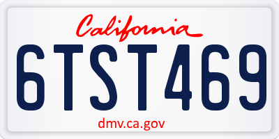 CA license plate 6TST469