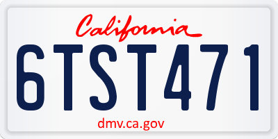 CA license plate 6TST471
