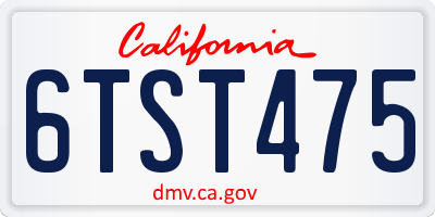 CA license plate 6TST475