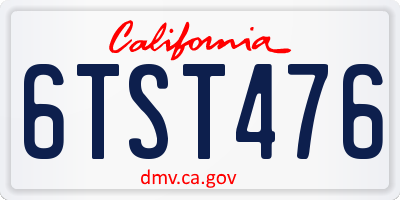 CA license plate 6TST476