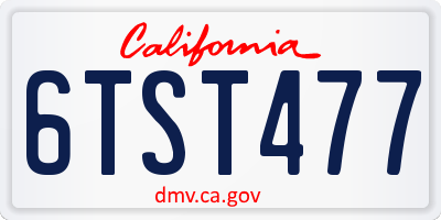 CA license plate 6TST477