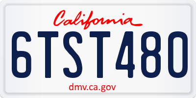 CA license plate 6TST480