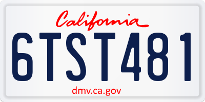 CA license plate 6TST481