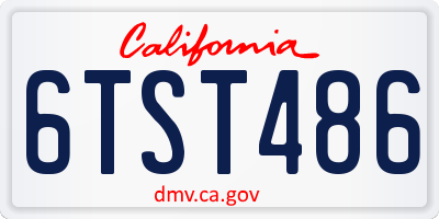 CA license plate 6TST486